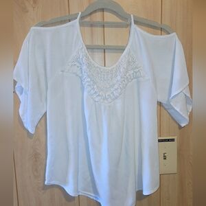 Red Camel Cold Shoulder White Blouse Women's Size Large